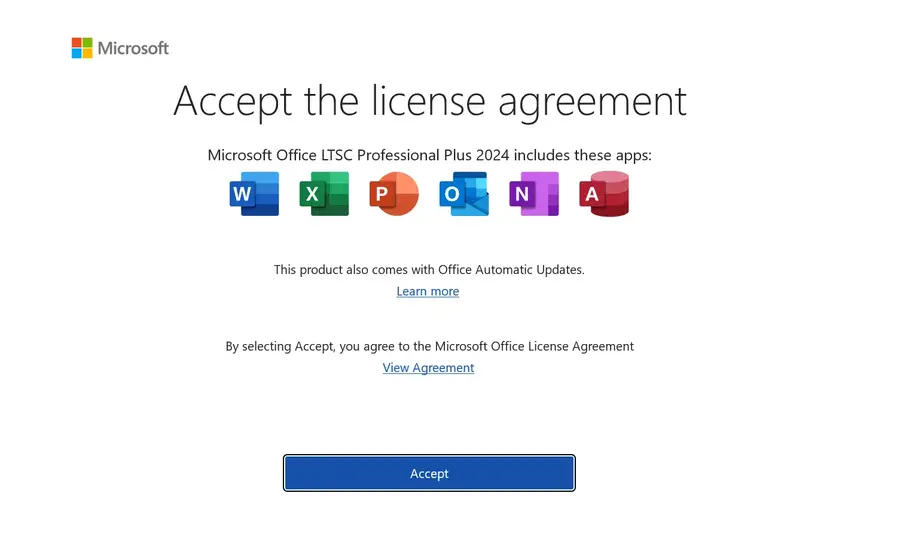 accept license agreement